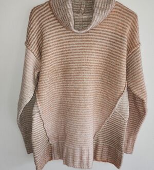 CAbi Striped Rust and Cream Sweater